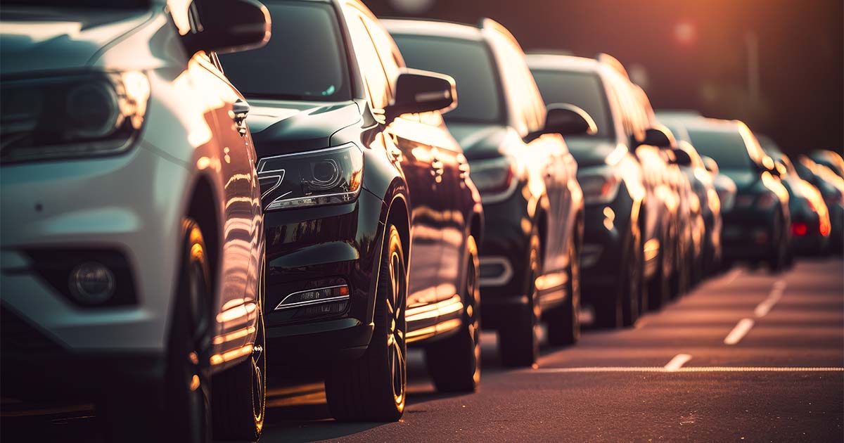 Row of parked cars